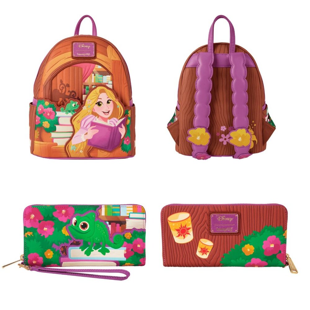 Loungefly Disney Tangled Rapunzel Exclusive Books Backpack and Wallet Set NWT - Picture 7 of 16